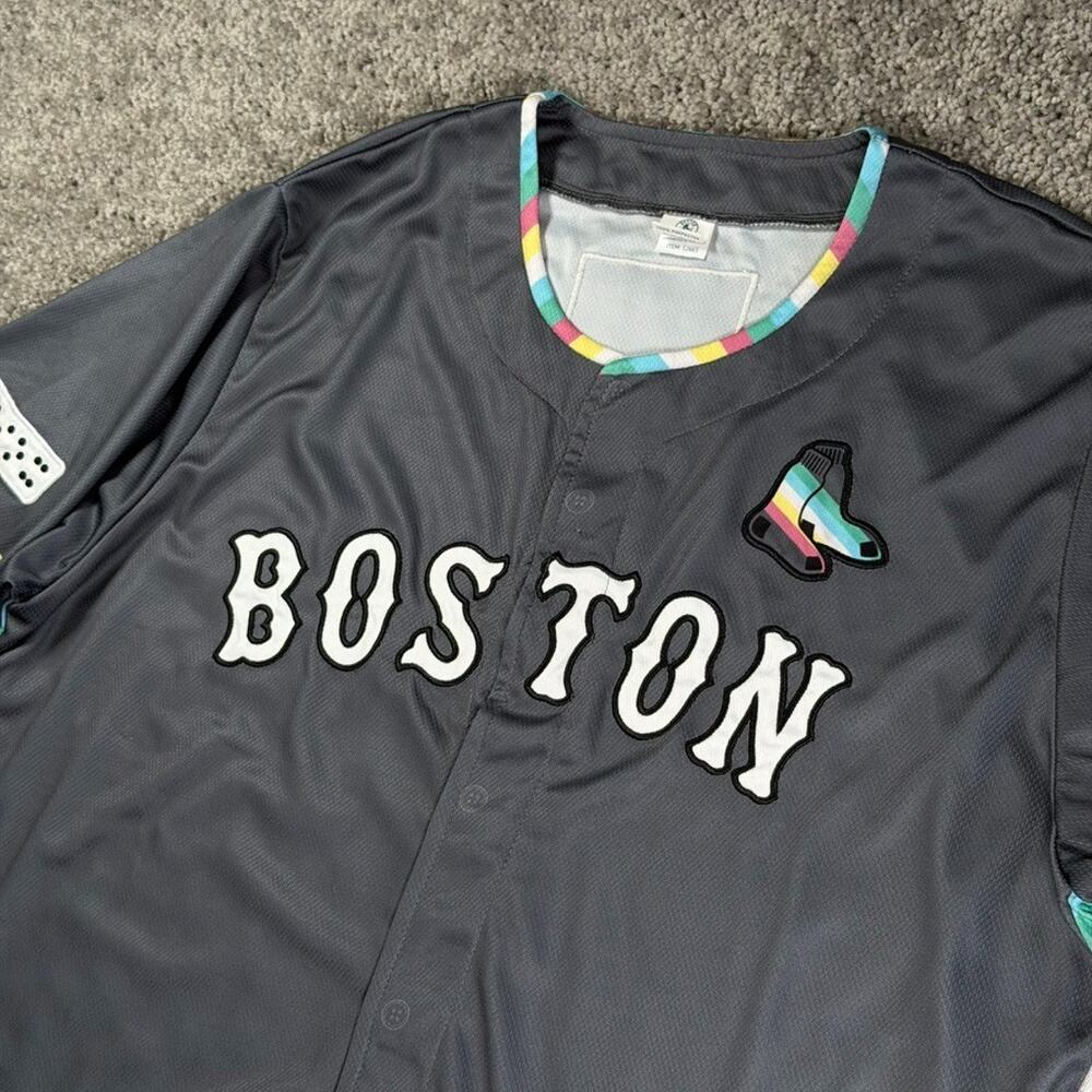 Red Sox Pride Disability Gray Large Jersey Special Ticket Embroidered Hook Loop - Picture 9 of 11